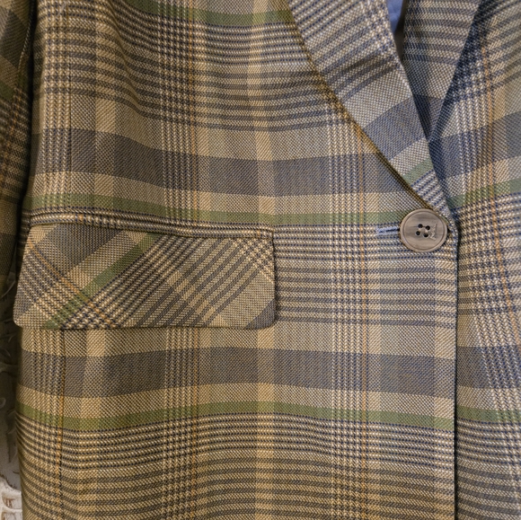NWT Papaya Women's Sophisticated Stylish Vintage Checkered Pattern Tan Blazer LG - Picture 4 of 6
